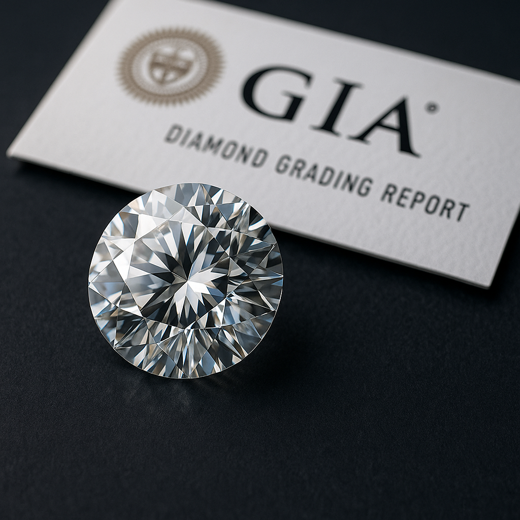 Round certified diamond with GIA certificate